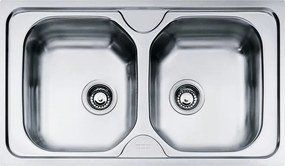 Lavello sottotop 2 vasche in inox argento FRANKE Onda Line L 50 x L 86 cm