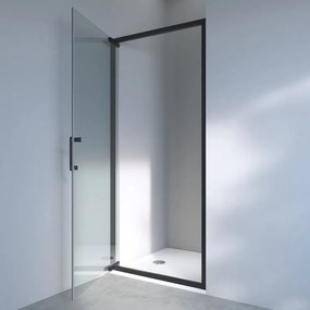 Porta doccia Easy 90 cm, H 190 cm in vetro, spessore 6 mm satinato nero