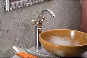 Rubinetto per lavandino in argento lucido/dorato verticale Antea – Sapho