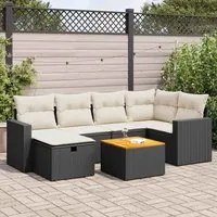 Set Divani da Giardino con Cuscini 7pz Nero Polyrattan 3325787