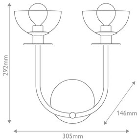Alora Mood ALM-SYLVIA-2WB-BG-CL - Lampada da parete SYLVIA 2xE14/40W/230V, dorata