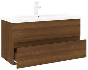 Mobile bagno lavabo integrato rovere marrone legno multistrato