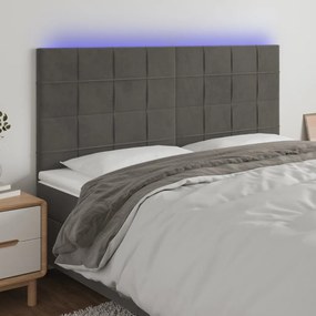 Testiera A Led Grigioscuro 160x5x118/128cm İn Velluto /
