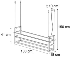 Lampada a sospensione intelligente marrone ruggine con ripiano incl. 4 Wifi A60 - Cage Rack