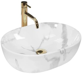 REA-U8001 - Lavabo da appoggio AMELIA 34,5x48 cm in ceramica, finitura effetto marmo