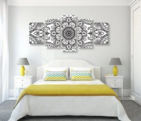 Quadri 5 pezzi – Ornamento bianco e nero