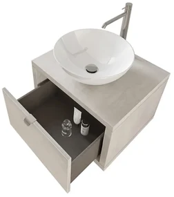 Mobiletto bagno sospeso 60 cm Master grigio cielo con lavabo appoggio e specchio
