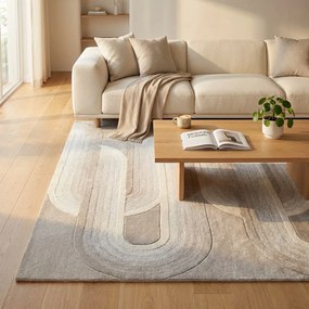 TURIN - tappeto in lana avorio con decoro