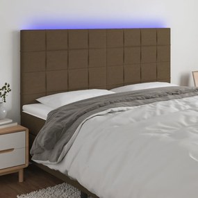 Testiera A Led Marrone Scuro 180x5x118/128 Cm İn Tessuto /