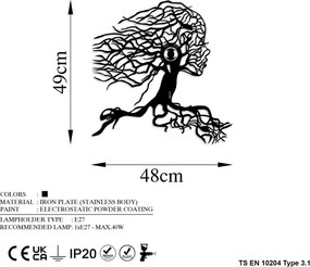 Lampada da parete TREE WOMAN 1xE27/40W/230V nera