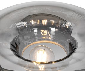 Lampada da tavolo Art Déco nera con vetro fumé - Ayesha