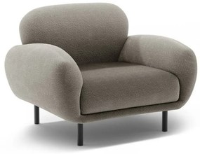 Poltrona grigia con rivestimento in bouclé Poppy – Micadoni