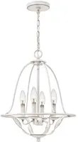 Lampadario Industrial Nordico Bradbury Acciaio Bianco Antico 4 Luci E14