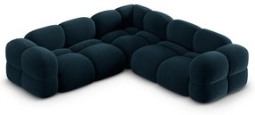 Divano angolare blu scuro con rivestimento in velluto Loretto – Cosmopolitan Design