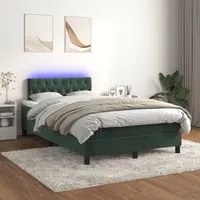 Letto a Molle con Materasso e LED Verde Scuro 120x200cm Velluto 3134576