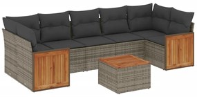 Set Divano da Giardino 8 pz con Cuscini Grigio in Polyrattan