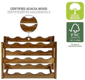 Portabottiglie di colore naturale in acacia massiccia numero di bottiglie 12 42x28x21 cm Fondi – Wenko