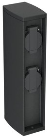 Colonnina con Prese elettriche da Giardino 30cm IP54 Alluminio - Nera