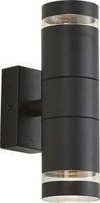 Lampada da parete moderna da esterno nera 2 luci IP44 - Dubbla