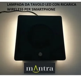 Mantra zanzibar nero lampada da tavolo led con ricarica wireless per smartphone