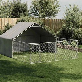 Cuccia Per Cani Da Esterno Con Recinto 5x3x1,9m Acciaio Zincato /