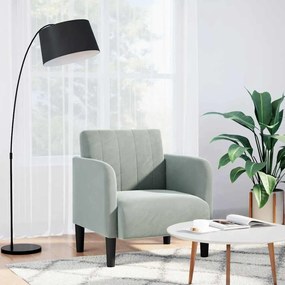 Divano Sedia Con Braccioli Grigio Chiaro 54 Cm İn Velluto /