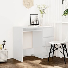 Scrivania Bianco Lucido 90x45x76 Cm İn Legno Multistrato /