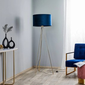 Euluna Piantana Monaco, treppiede oro, velluto blu