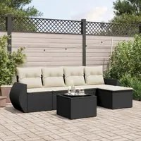 Set Divano da Giardino 6 pz con Cuscini Nero in Polyrattan 3253633