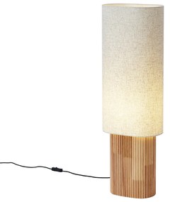 Lampada da terra Japandi in legno con paralume in lino 90cm - Lamel