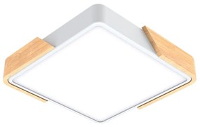 Plafoniera LED Quadrata 18W CCT, 30x30cm, Legno/Bianco Colore Bianco Variabile CCT