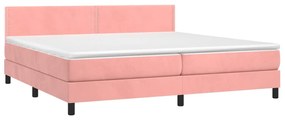 Letto a molle con materasso e led rosa 200x200 cm in velluto