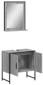 Set mobili da bagno 2 pz grigio sonoma in legno multistrato