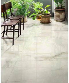 Piastrella da pavimento interno 120 x 120 cm Sp. 6 mm rettificato Jolie in gres porcellanato lucido crema traffico molto intenso (pei 5/5) 2.88 mq