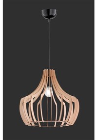 Lampada a sospensione marrone chiaro in legno e metallo Legno, altezza 150 cm - Trio