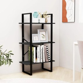 Scaffale Nero 60x30x105 Cm İn Legno Massello Di Pino /