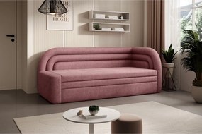 Divano rosa allungabile/con contenitore con penisola a destra e rivestimento in ciniglia 223 cm Fabillo – ELTAP