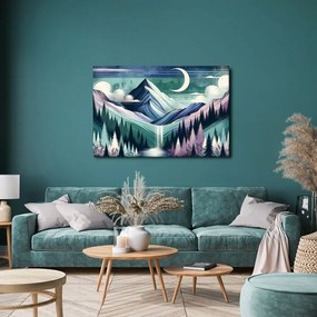 Quadro su tela – Cime innevate con cascata