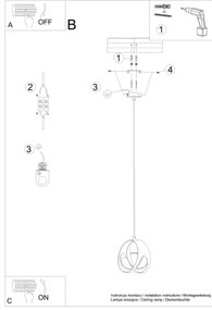 Sollux SL.1087 - Lampadario su corda TULOS 1xE27/60W/230V nero
