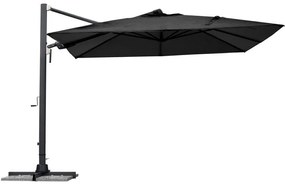 Ombrellone a palo laterale nero Sombra NATERIAL con telo quadrato grigio L 298 x P 298 x H 260 cm