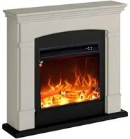 Caminetto Fuego Monica Beige a Parete Con Cornice Telecomando e Bruciatore 1500w Beige