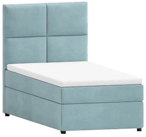 Letto singolo imbottito con contenitore azzurro con materasso e topper inclusi 80x200 cm Lena – Ropez