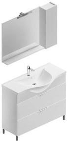 Mobile sottolavabo, lavabo e specchio con illuminazione Jnka bianco lucido L 100 x H 75 x P 46 cm 1 vasca 2 cassetti