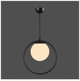 Lampada a sospensione in metallo nero con paralume in vetro ø 15 cm Ates - Squid Lighting