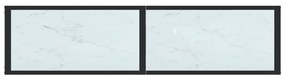 Tavolo Consolle Bianco Marmo 140x35x75,5 cm in Vetro Temperato