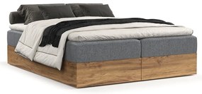 Letto boxspring con contenitore in grigio-naturale 140x200 cm Faro - Maison de Rêve
