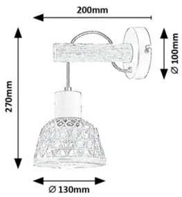 Rabalux 71025 - Applique RATTAN 1xE27/15W/230V rattan