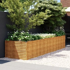 Fioriera Rialzata Da Giardino 386x100x69 Cm İn Acciaio Corten /