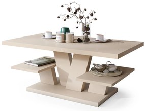 VIVA OPACO Beige [Super Opaco / Anti-fingerprint] - MODERNO TAVOLINO DA CAFFÈ/DA SALOTTO CON MENSOLE CASHMERE