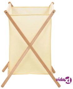vidaXL Portabiancheria in Legno di Cedro e Tessuto Beige 42x41x64 cm